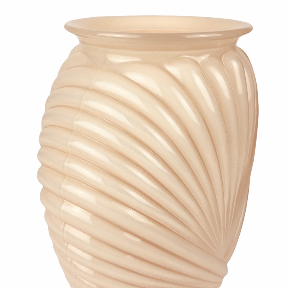 Vintage Anchor Hocking Peach Ribbed Vase Art Deco Revival - Picture 2 of 12